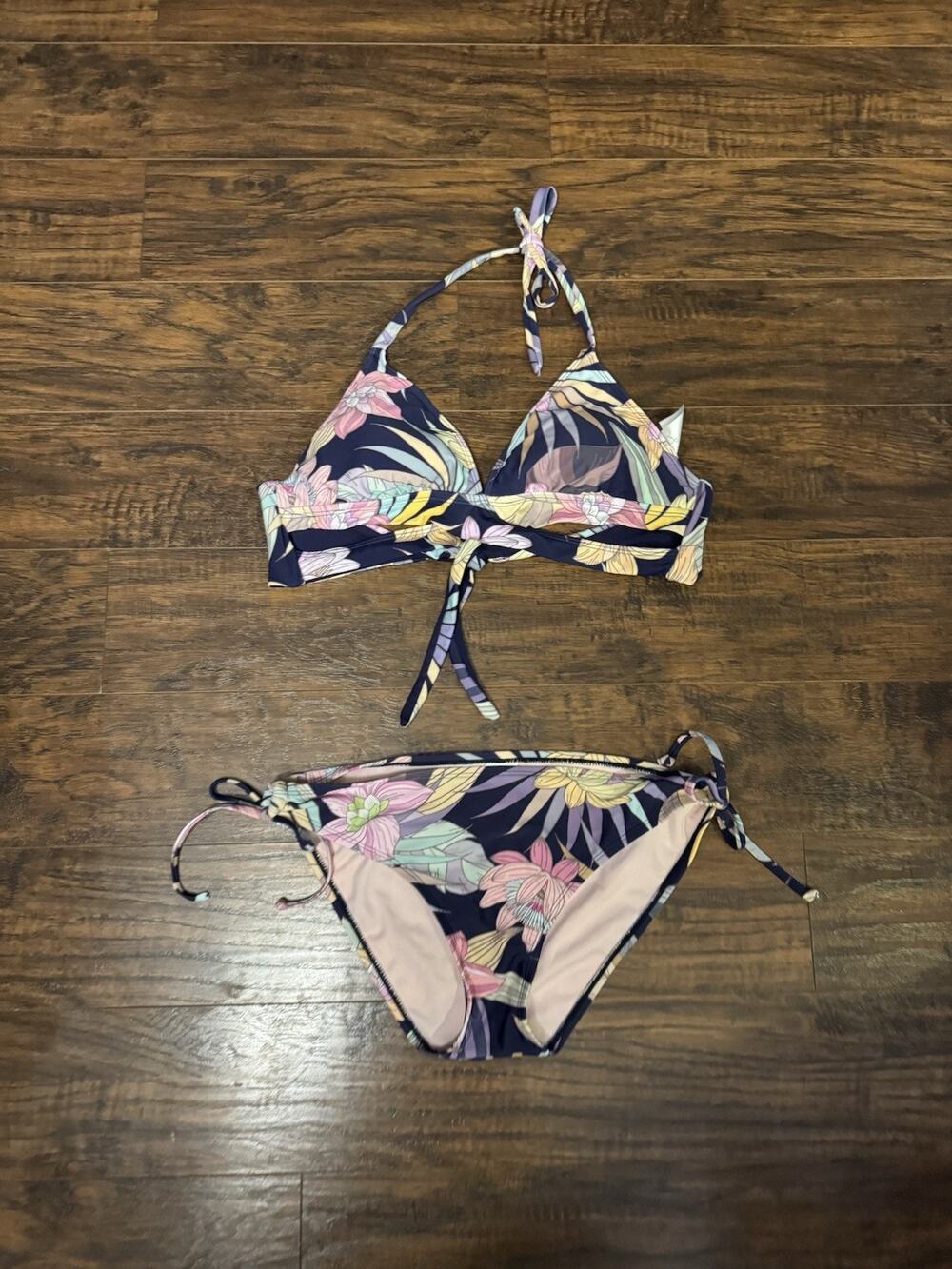 Kona Sol Floral Print Bikini Set Size Large